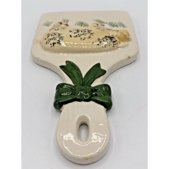 Country Kitchen Pig W/Bow Wall Hanging Trivet Decor Ceramic Painted 9.5” - Picture 6 of 12